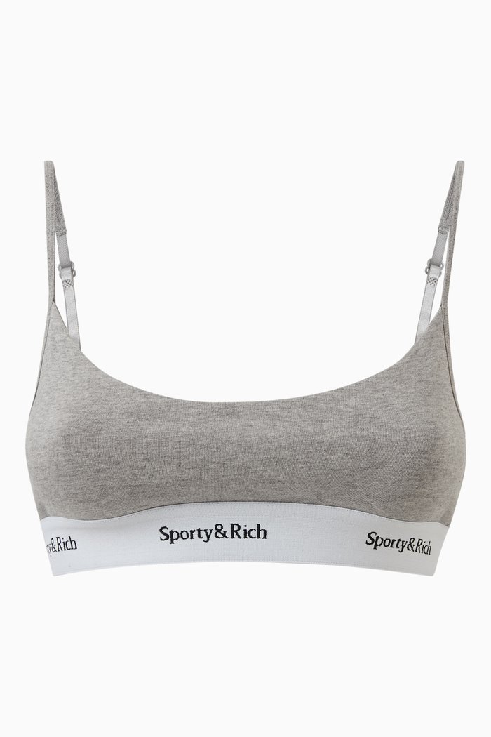 

Serif Logo Bralette in Cotton, Grey
