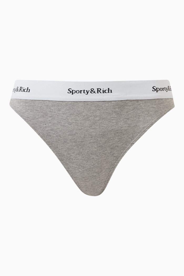 

Serif Logo Thong in Cotton, Grey