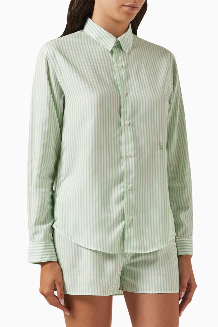 

Striped Shirt in Tencel, Green