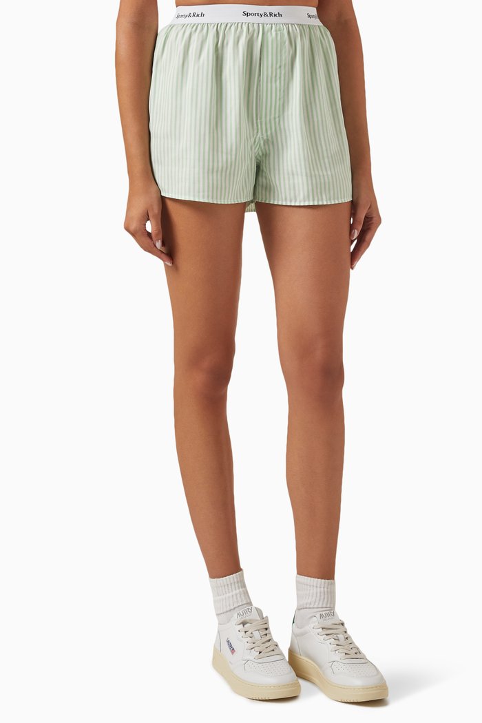 

Striped Boxer Shorts in Tencel, Green