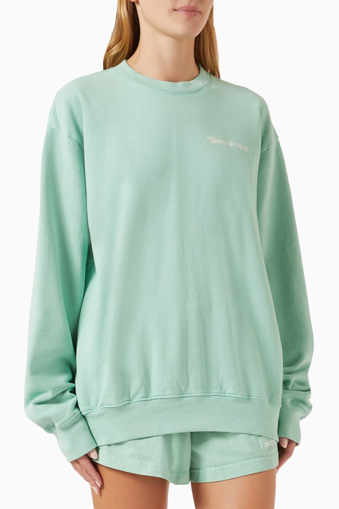 

Self-love Print Sweatshirt in Cotton, Green