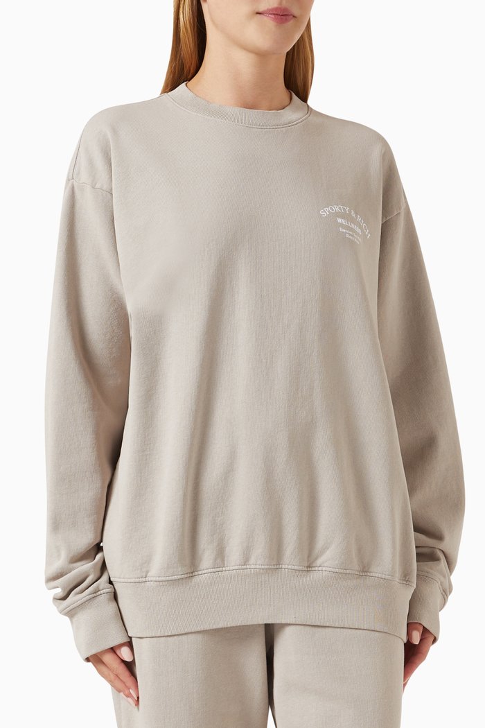

Wellness Logo Print Sweatshirt in Cotton, Grey