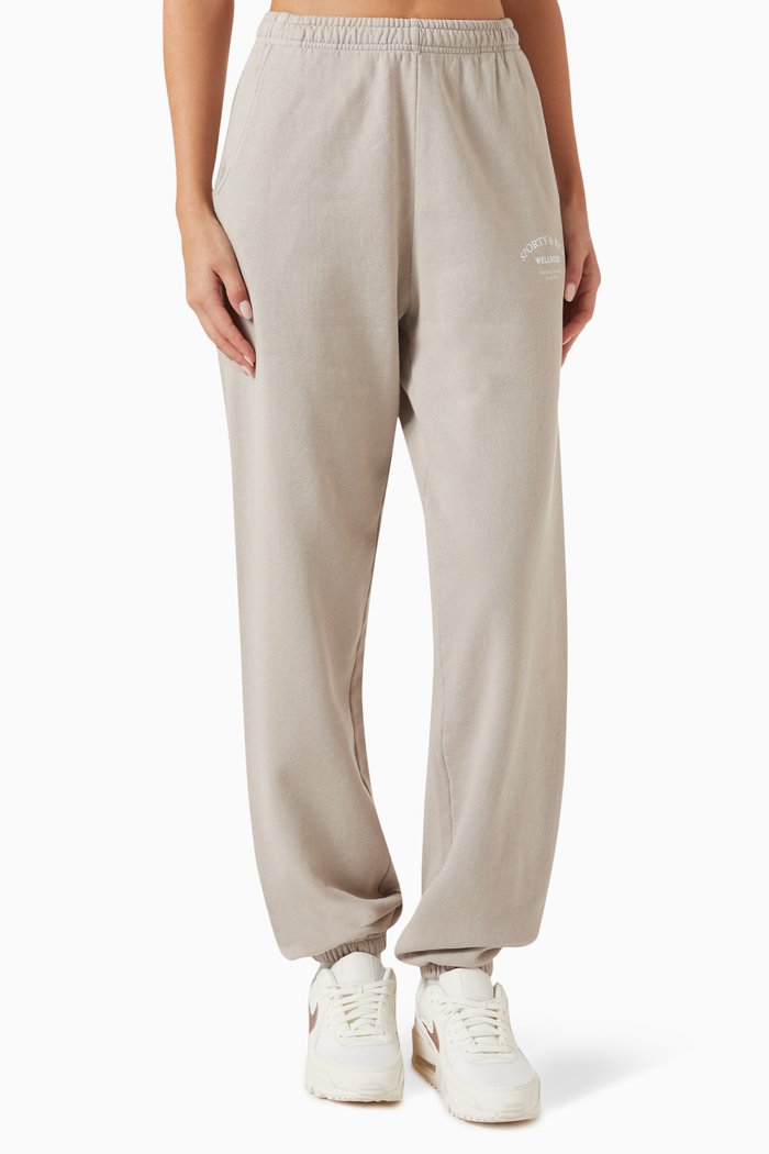

Wellness Logo Print Sweatpants in Cotton, Grey