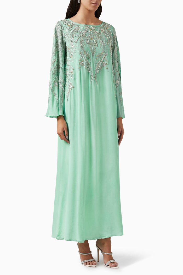 

Amelia Embellished Kaftan in Silk-georgette, Green
