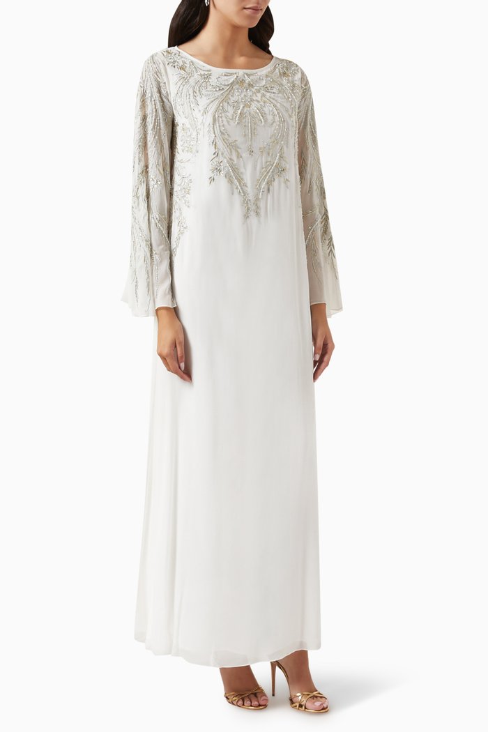 

Amelia Embellished Kaftan in Silk-georgette, White