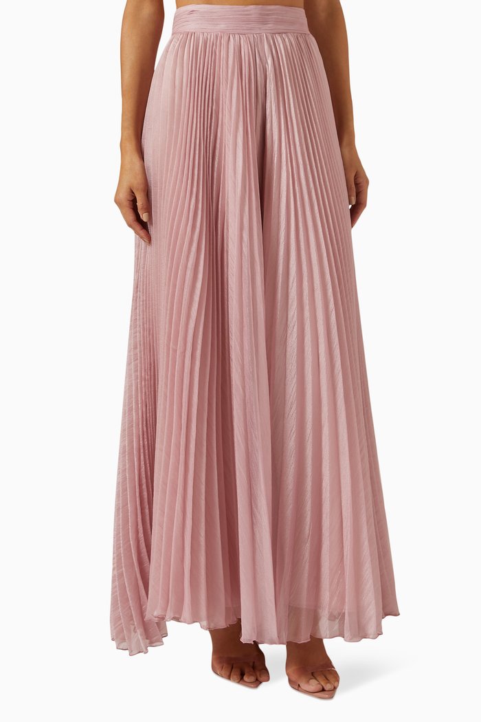 

Pleated Wide-leg Pants in Silk-organza, Pink