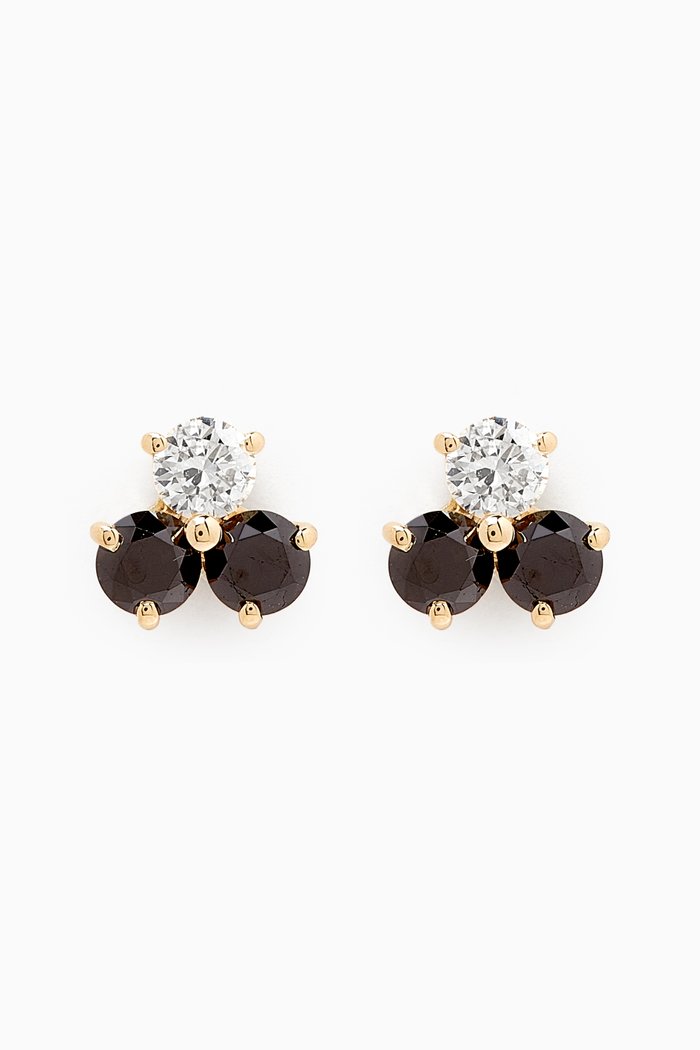Black Diamond Cluster Stud Earrings in 18kt Gold