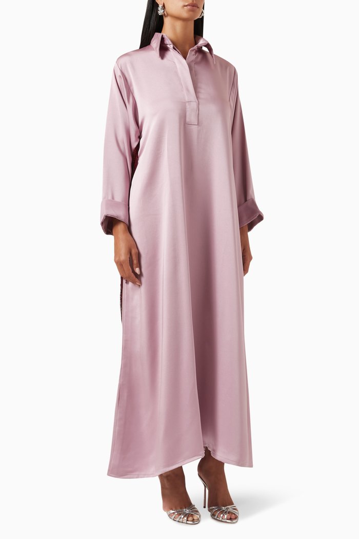 

Fringed Shirt Dress, Pink