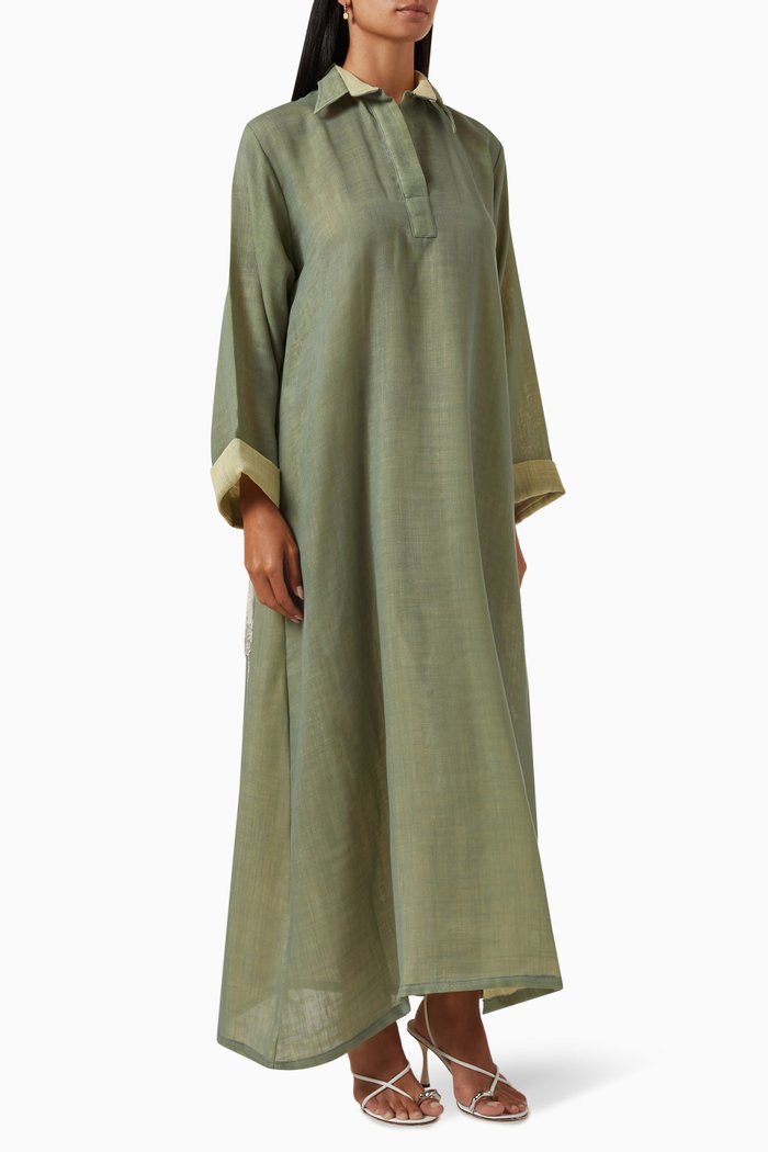 

Fringed Shirt Dress, Green