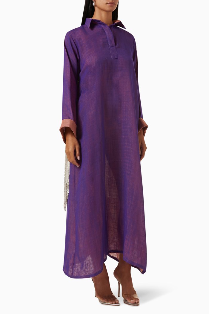 

Fringed Shirt Dress, Purple
