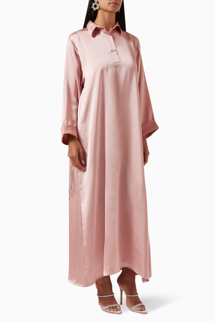 

Fringed Shirt Dress, Pink