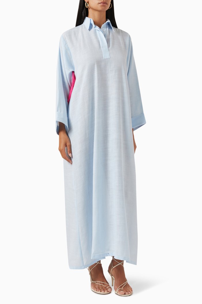 

Fringed Shirt Dress, Blue