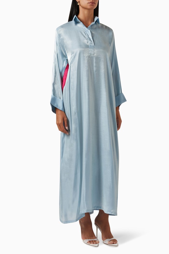 

Fringed Shirt Dress, Blue