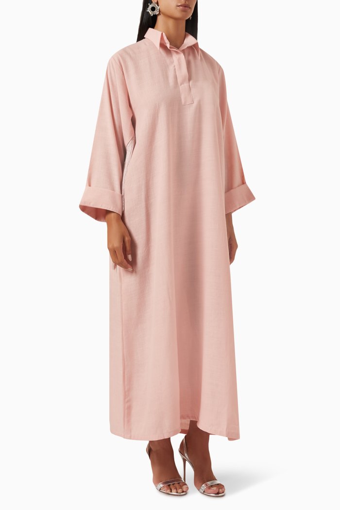 

Fringed Shirt Dress, Pink