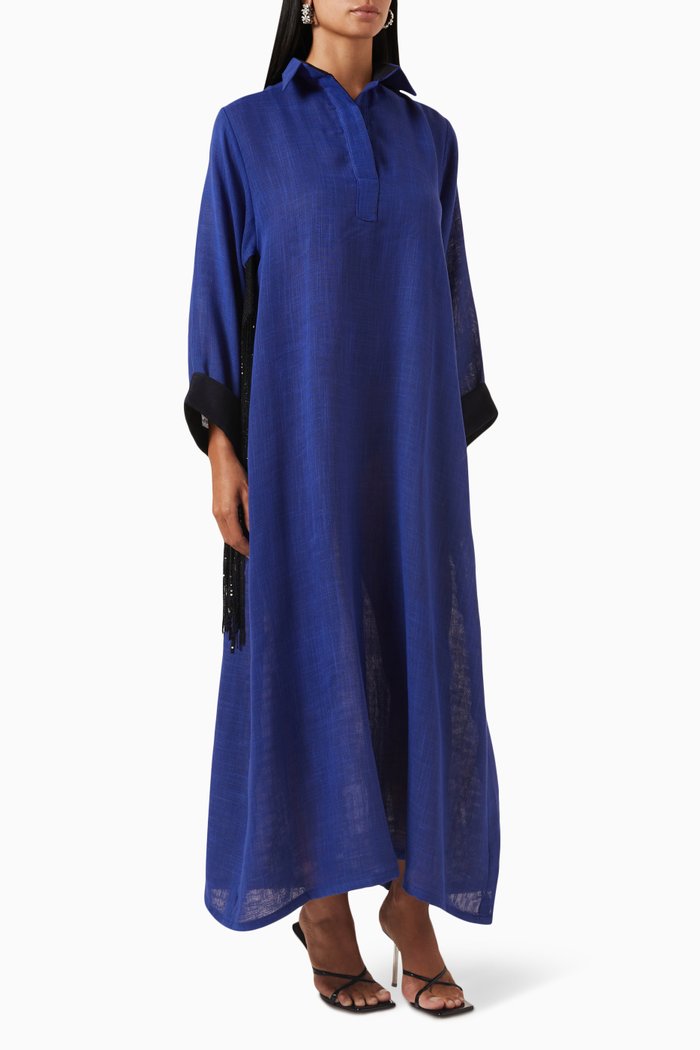 

Sequin Fringe Shirt Dress, Blue