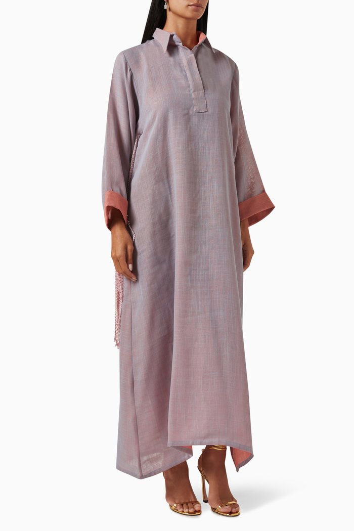 

Sequin Fringe Shirt Dress, Purple