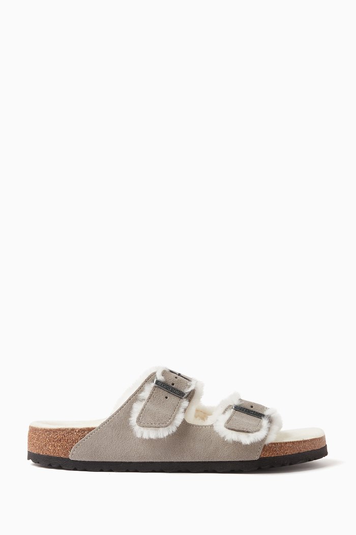 

Arizona Sandals in Shearling & Suede, Grey