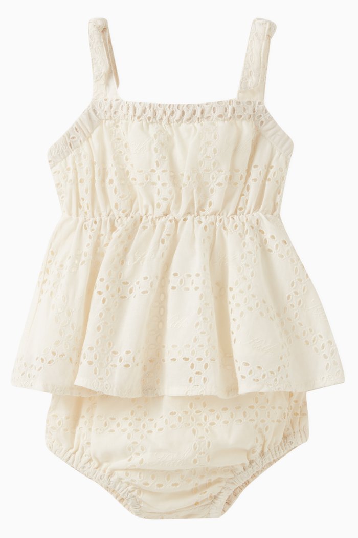 

Broderie Logo Bloomer Set in Cotton, Neutral