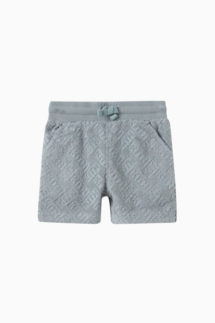 Monogram Shorts in Cotton Blend Terry, Grey