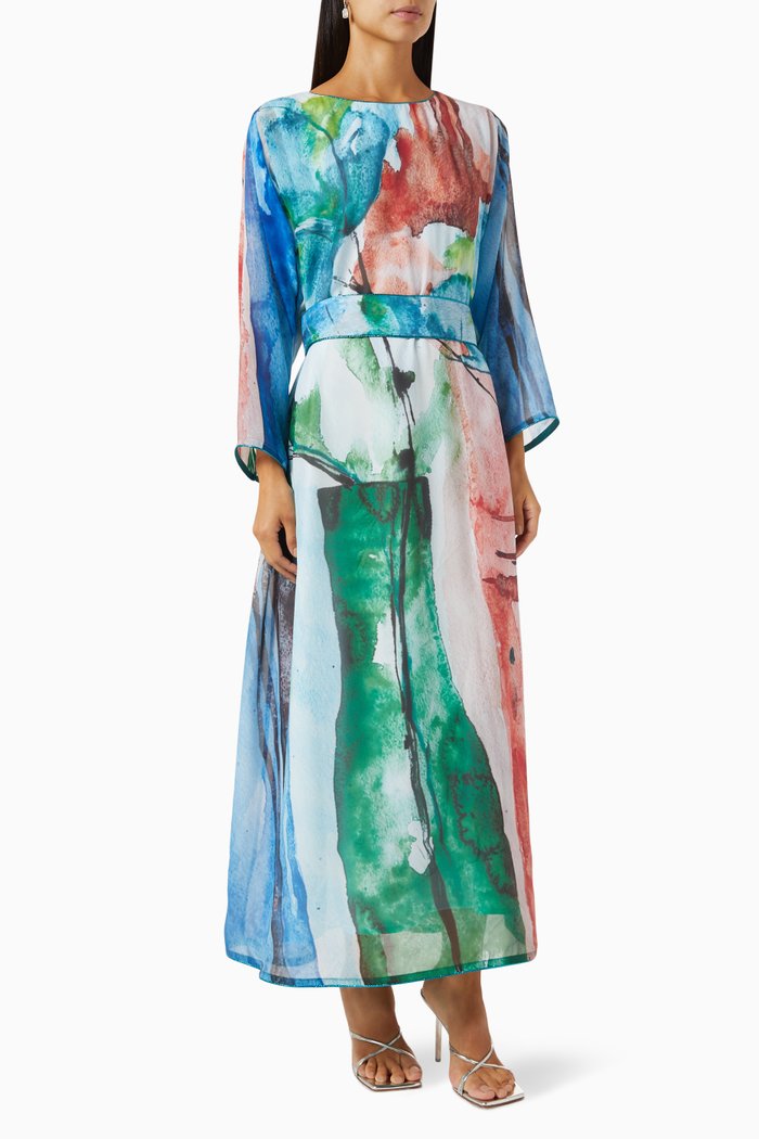 

The Vase Kaftan in Silk-chiffon, Multicolour