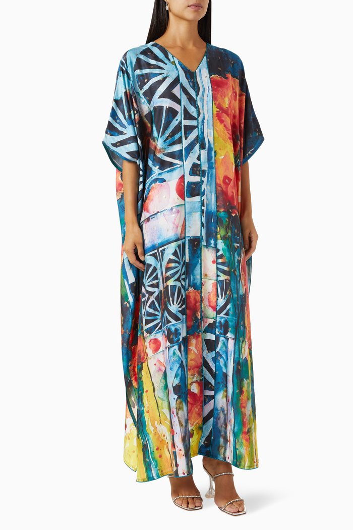 

Barjeel Kaftan in Silk-chiffon, Multicolour