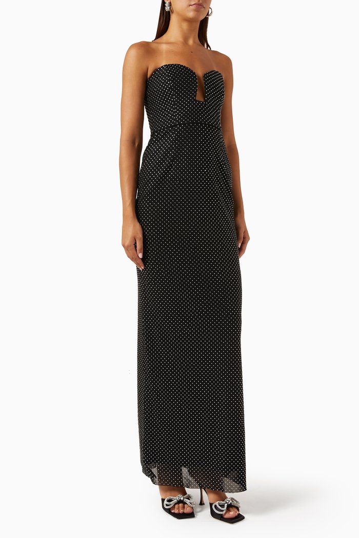 

Last Dance Diamanté Gown in Mesh, Black