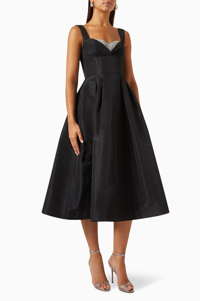 

Homecoming Midi Dress in Recycled Taffeta, Black