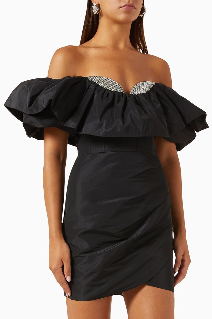 

Homecoming Mini Dress in Recycled Taffeta, Black