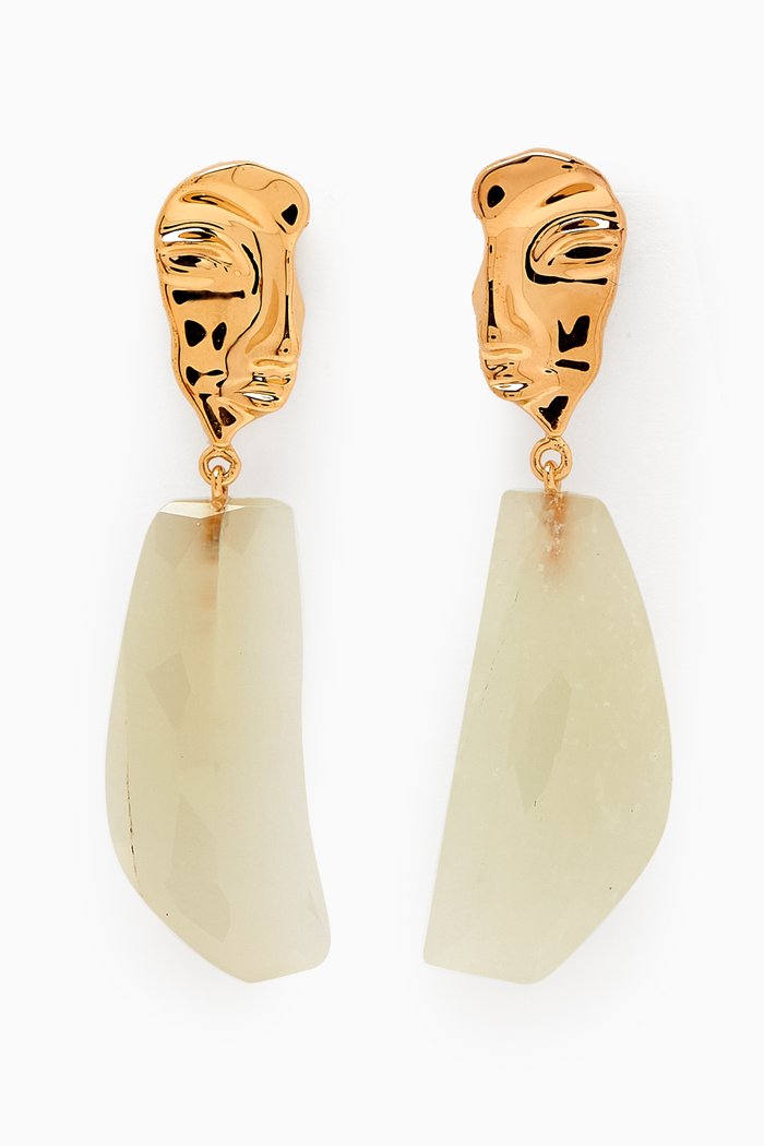 

Visage Moonstone Earrings in 18kt Yellow Gold Vermeil, White