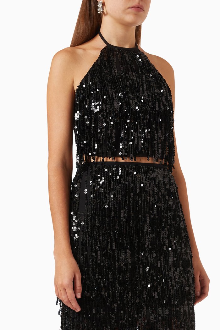 

La Poeta Top in Sequin, Black