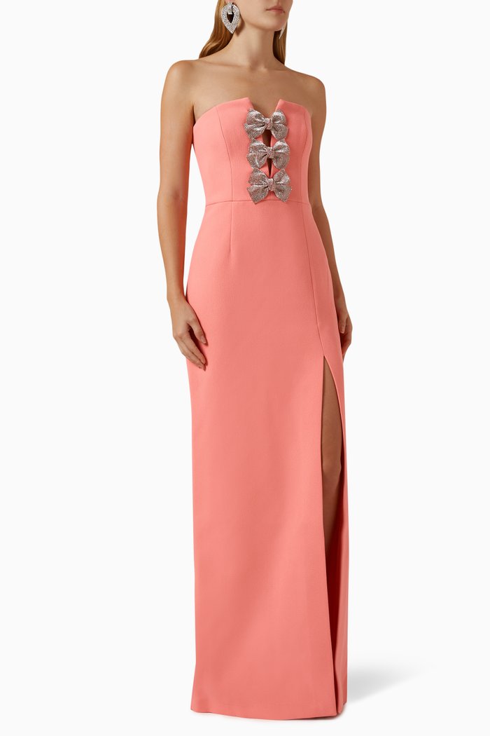 Brittany Bow Gown in Crepe, Pink
