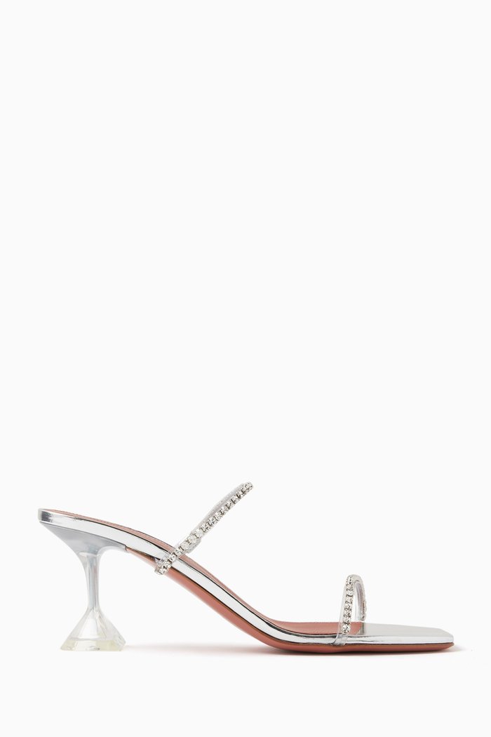 Gilda 70 Crystal Mules in PVC, White
