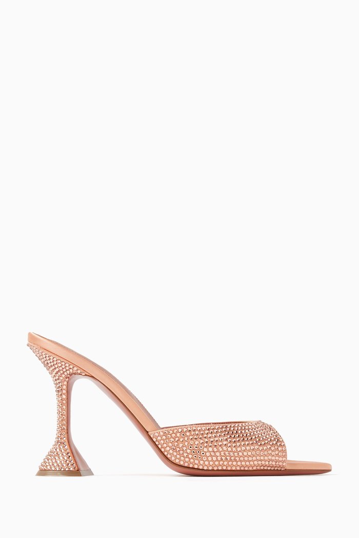 

Caroline 95 Crystal Mules in Satin, Pink