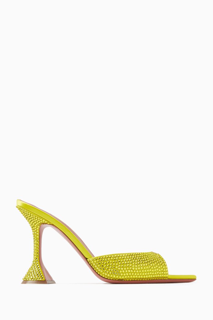 

Caroline 95 Crystal Mules in Satin, Yellow