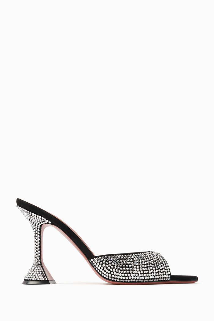 

Caroline 95 Crystal Mules in Satin, Black