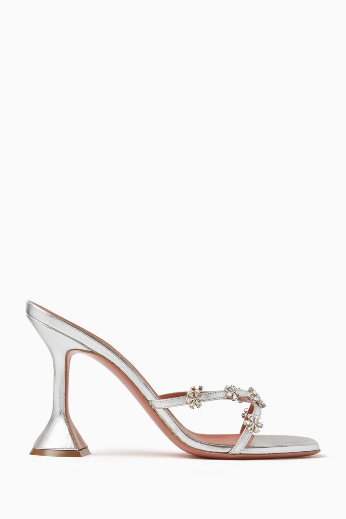 

Lily 95 Crystal-embellished Sandals in Metallic Nappa, Silver