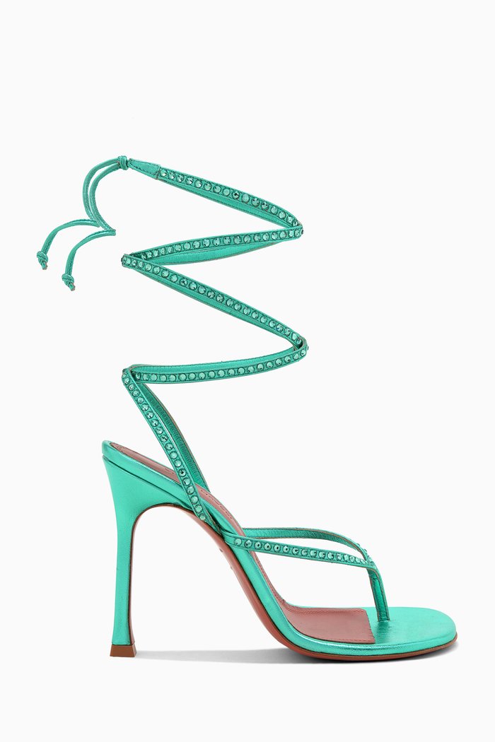 

Cora 105 Crystal Lace-up Heels in Leather, Green
