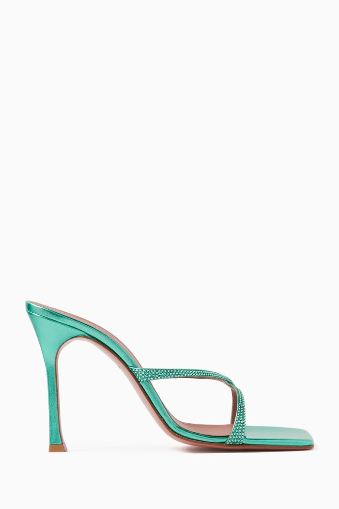 

Adriana 100 Crystal Mule Sandals in Satin, Green