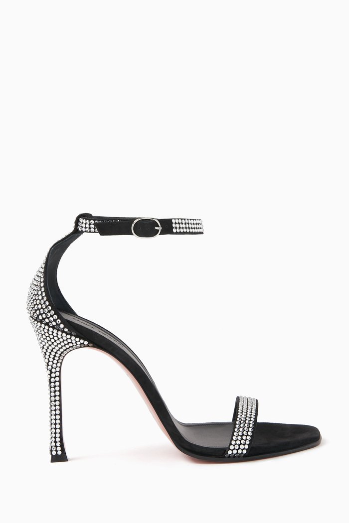 Kim 90 Crystal-embellished Sandals in Suede, Black