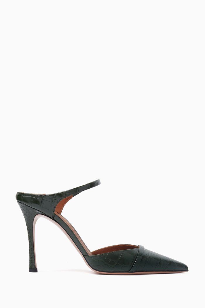 

Uma 90 Mules in Croc-embossed Leather, Green