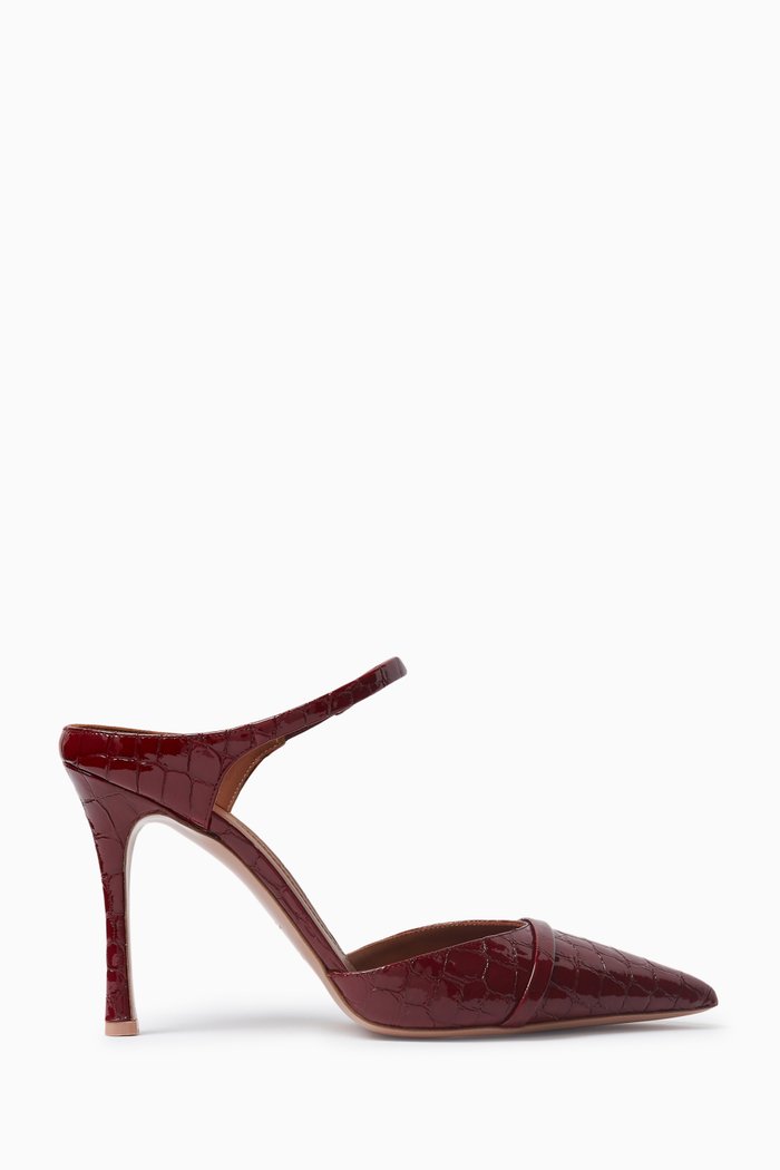 

Uma 90 Mules in Patent Croc-embossed Leather, Burgundy