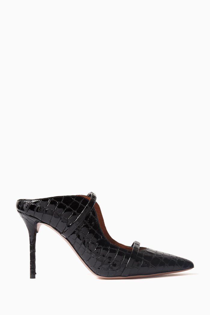 

Maureen 85 Mules in Croc-Embossed Leather, Black