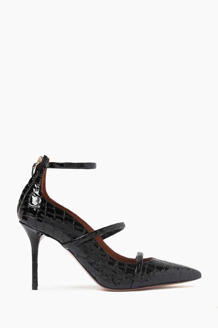 

Robyn 85 Pumps in Patent Croc-embossed Leather, Black