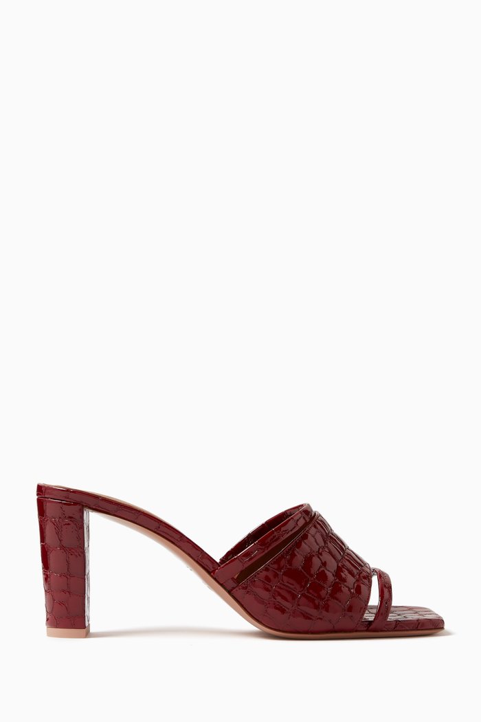 

Demi 70 Mules in Croc-embossed Patent Leather, Burgundy