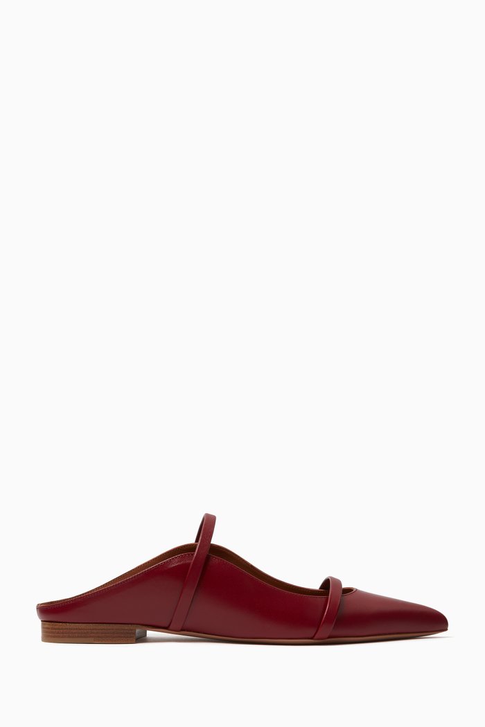 

Maureen Flat Mules in Nappa Leather, Burgundy