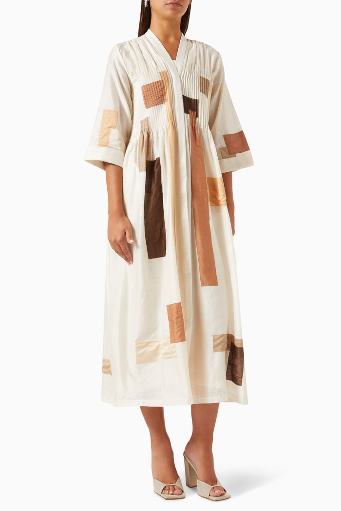 

Printed Patchwork Dress in Cotton, Neutral
