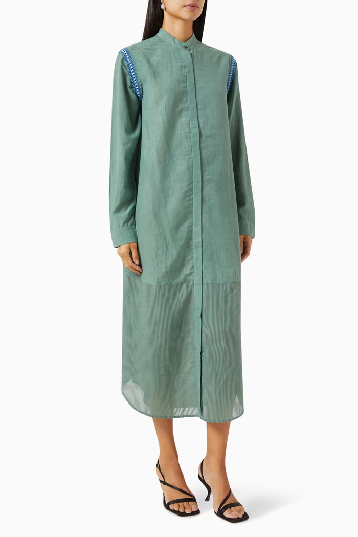 

Shirt Dress in Cotton, Green