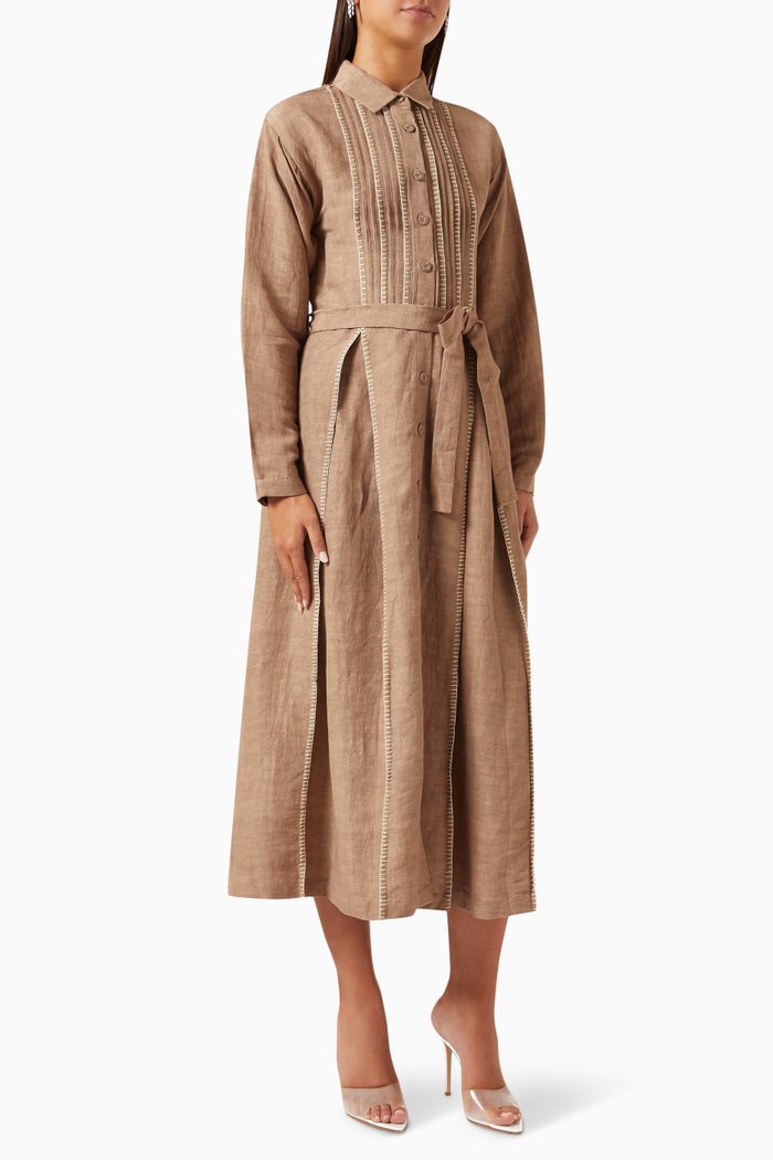 

Shirt Dress in Linen-blend, Neutral