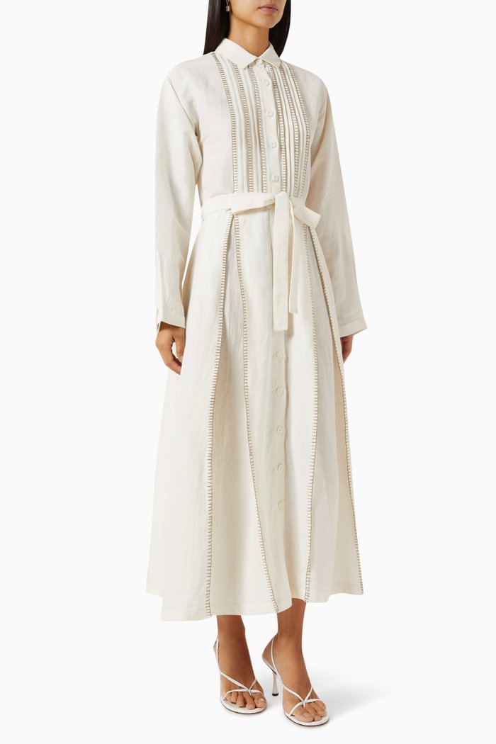 

Shirt Dress in Linen-blend, Neutral