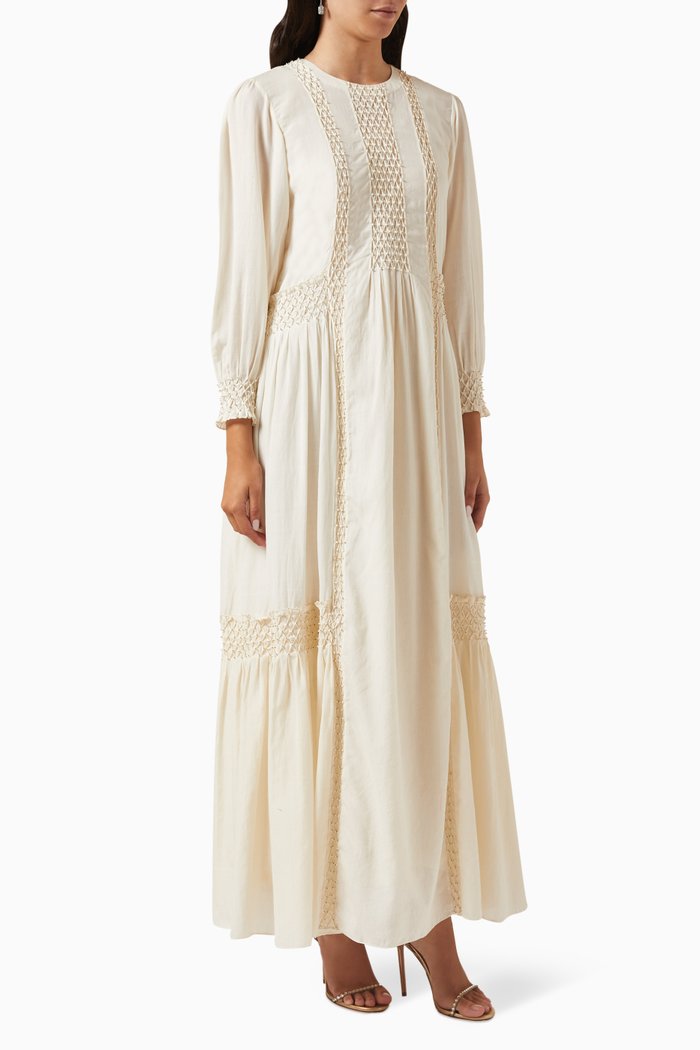 

Panelled Dress in Cotton, White